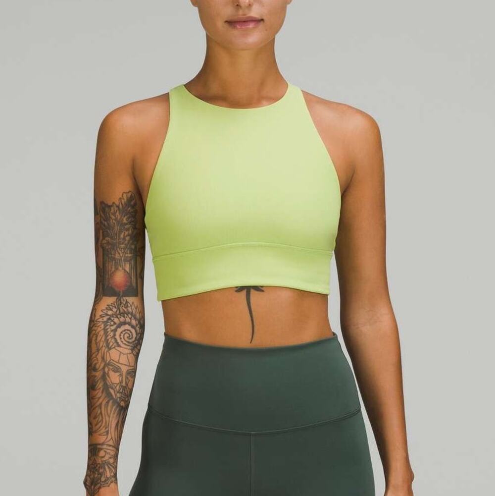 Lululemon Athletica Energy High-Neck Longline Ribbed Luxtreme Bra Lucid Lime 4